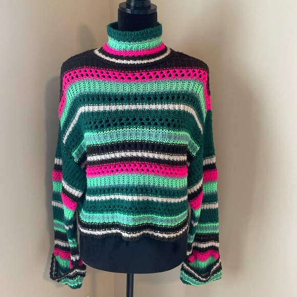 ASOS Design Open Knit Sweater in Multi Stripes - Picture 3 of 6